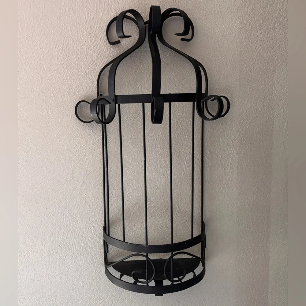 Gothic Black Wrought Iron Wall Sconce Scrolled RARE Vintage